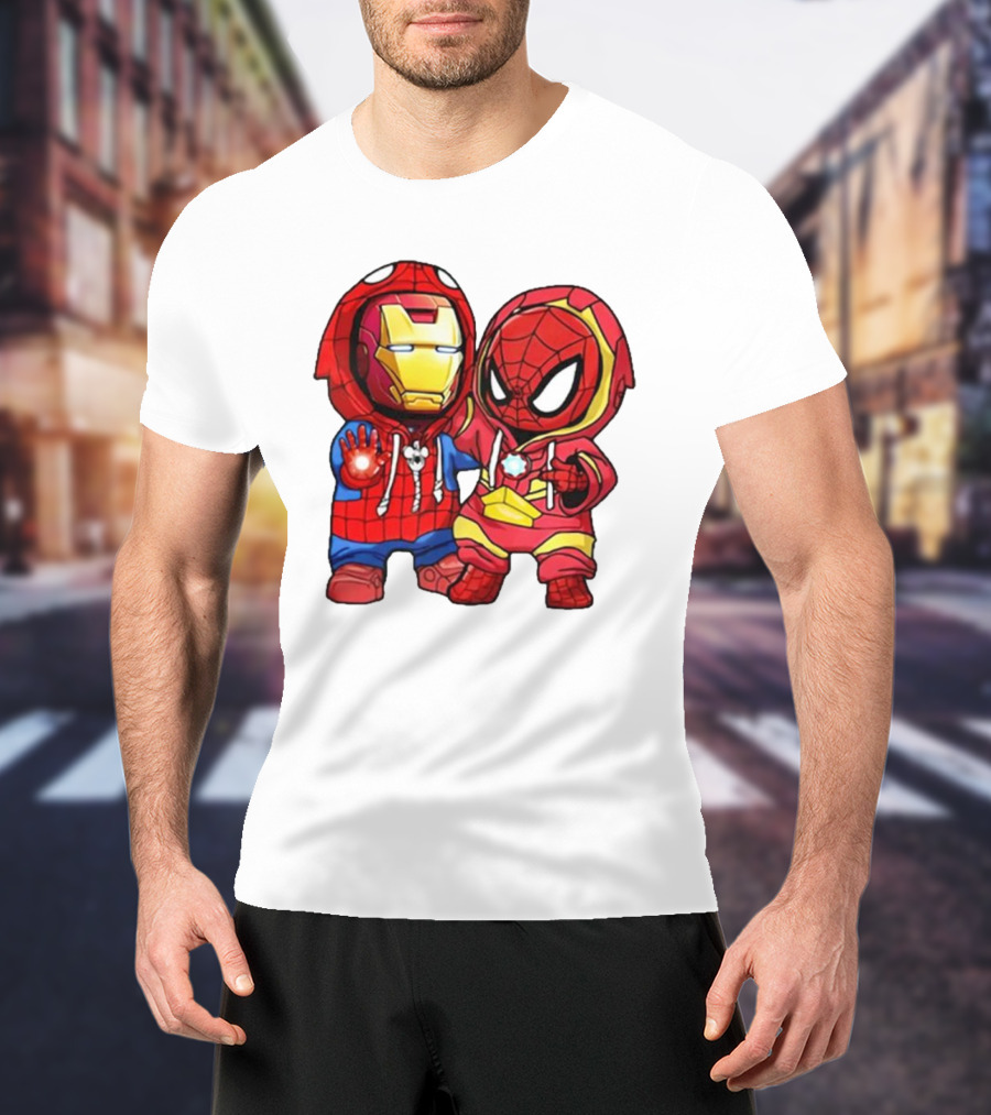 Spider-Man And Iron Man Cute Chibi Hoodie Heroes T-Shirt