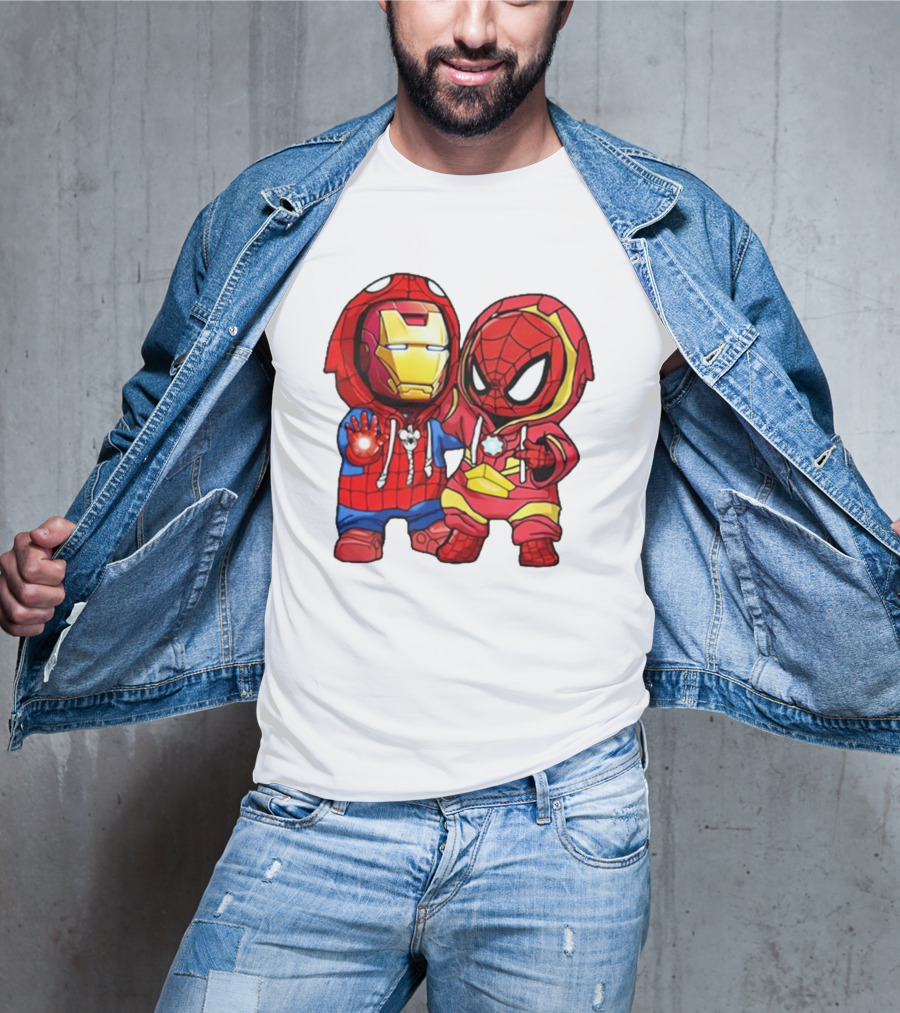 Spider-Man And Iron Man Cute Chibi Hoodie Heroes T-Shirt