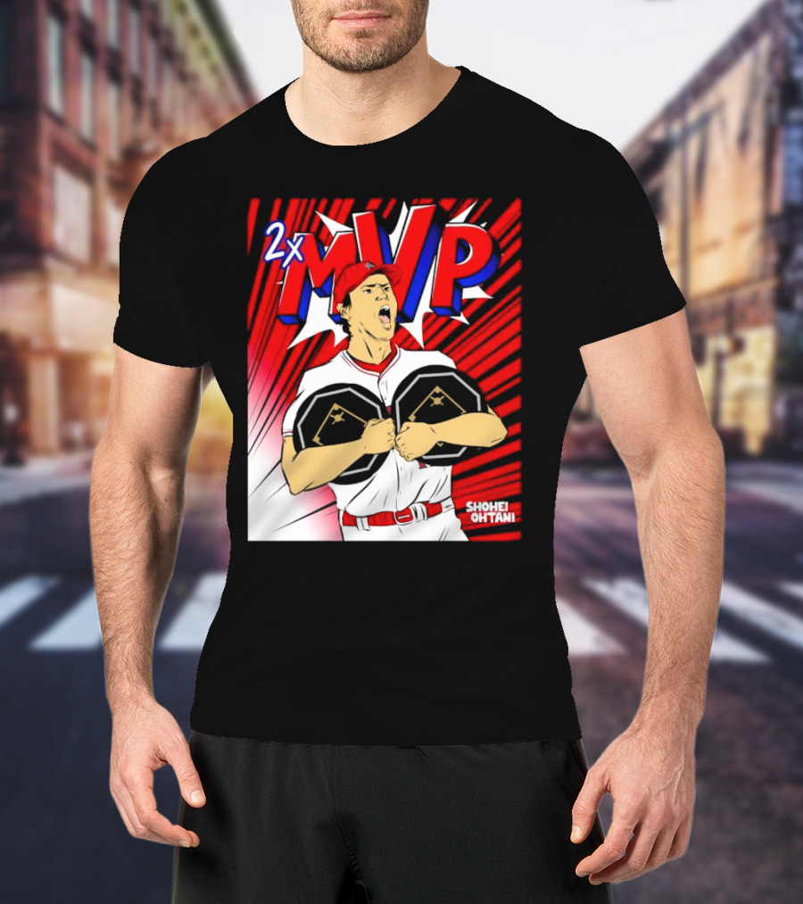 Los Angeles Angels Shohei Ohtani 2x MVP Comic T-Shirt