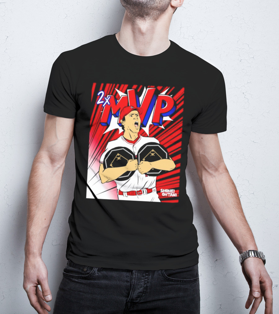 Los Angeles Angels Shohei Ohtani 2x MVP Comic T-Shirt