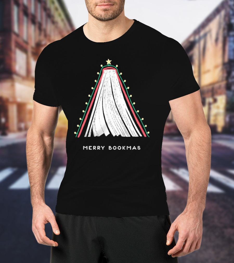 Merry Bookmas Christmas Tree Book Lights T-Shirt