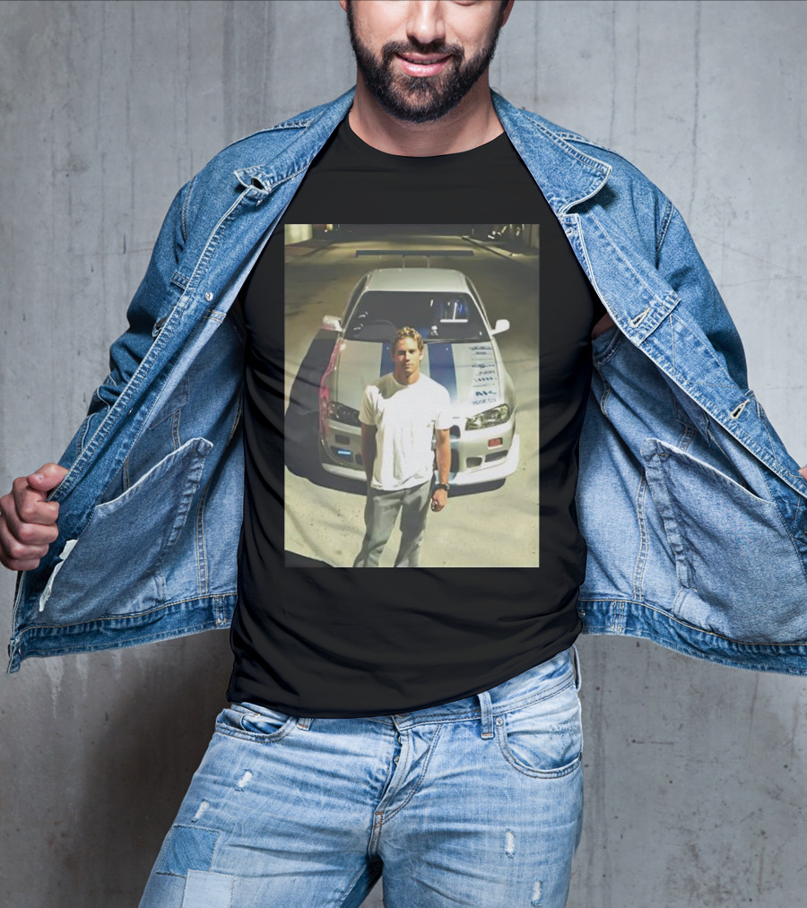 Paul Walker Giving Season With Iconic Car Street Scene T-Shirt