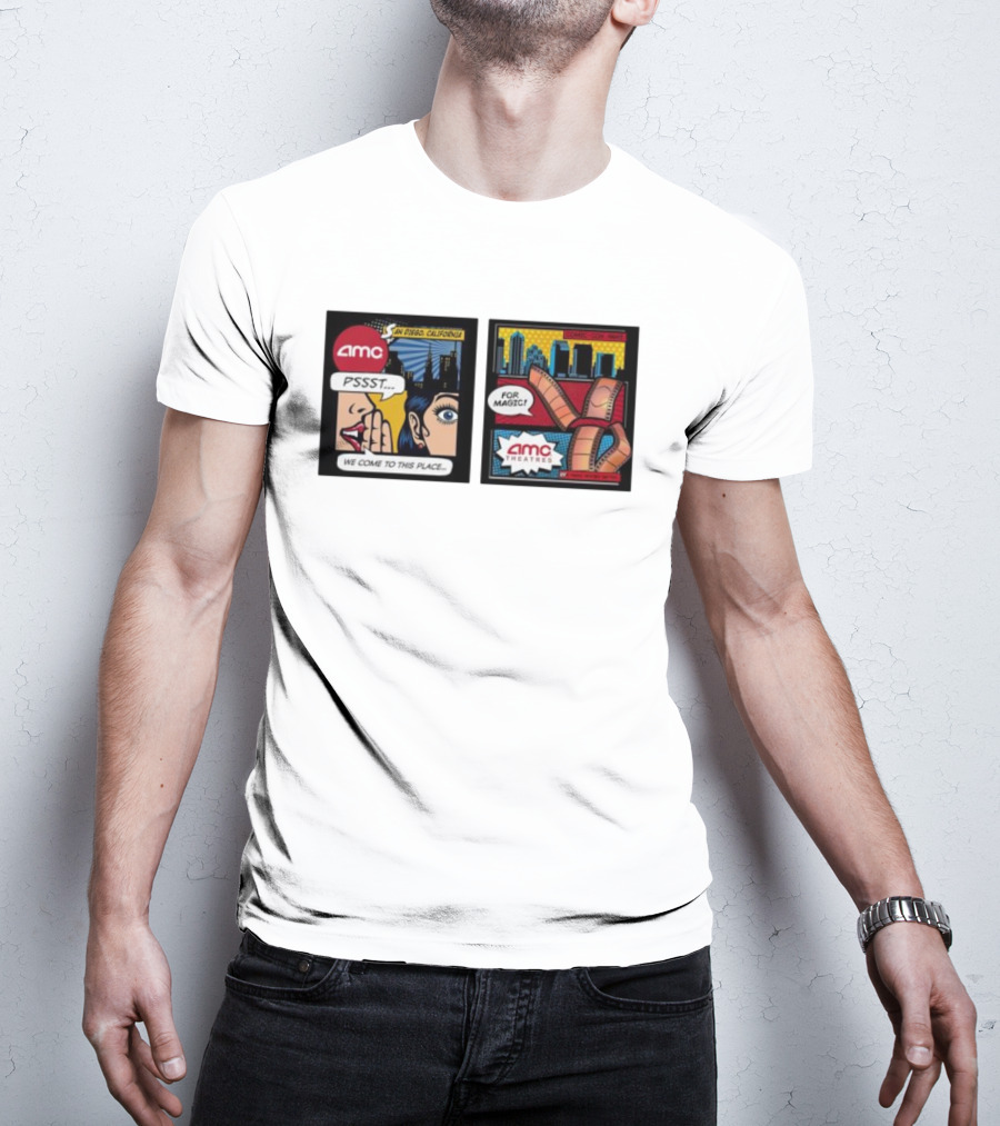 AMC PSSST Comic Pop Art Magic Theatres San Diego California T-Shirt