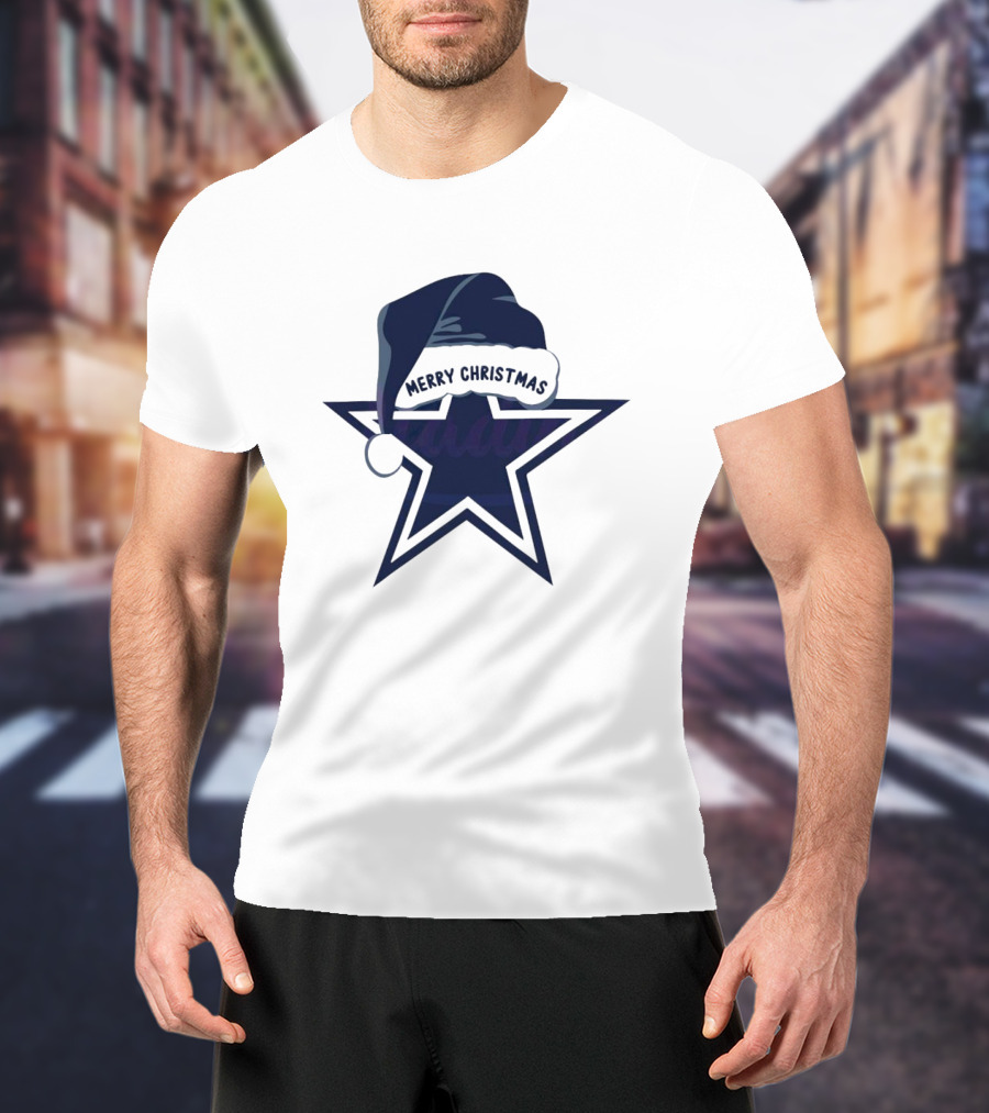 Dallas Cowboys Merry Christmas Santa Hat Star T-Shirt