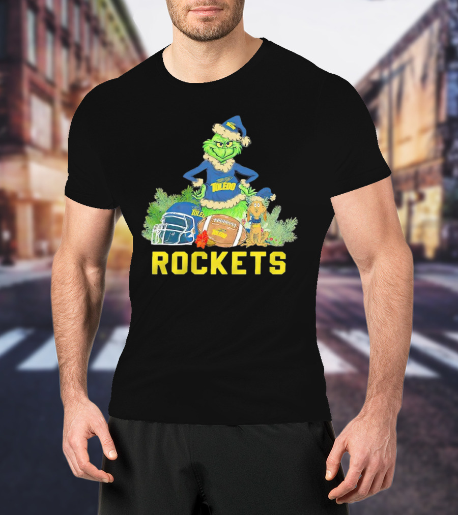 Grinch Toledo Rockets Christmas Football Festive Spirit T-Shirt