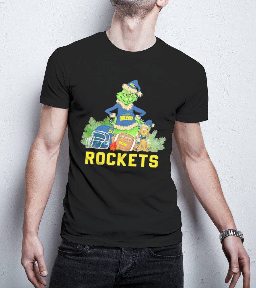 Grinch Toledo Rockets Christmas Football Festive Spirit T-Shirt