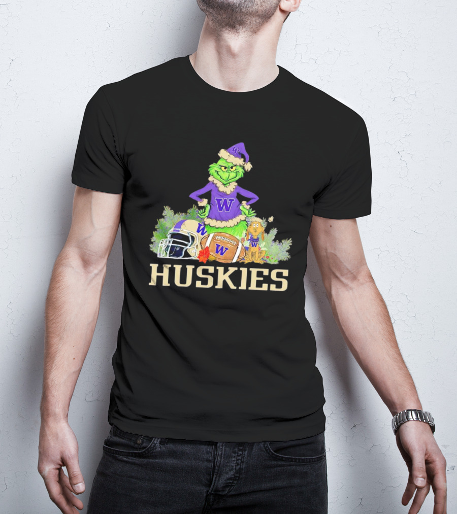 Grinch Washington Huskies Football Christmas W Holiday T-Shirt