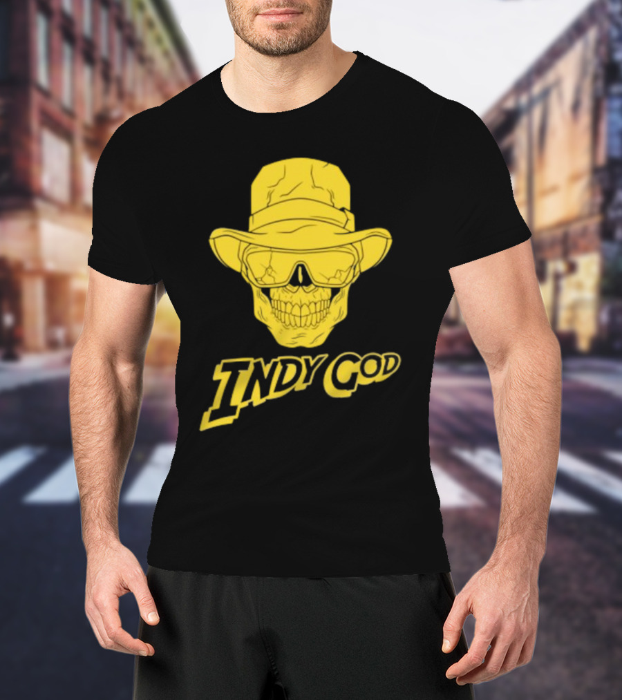 Matt Cardona Indy God Gold Skull With Hat And Sunglasses T-Shirt