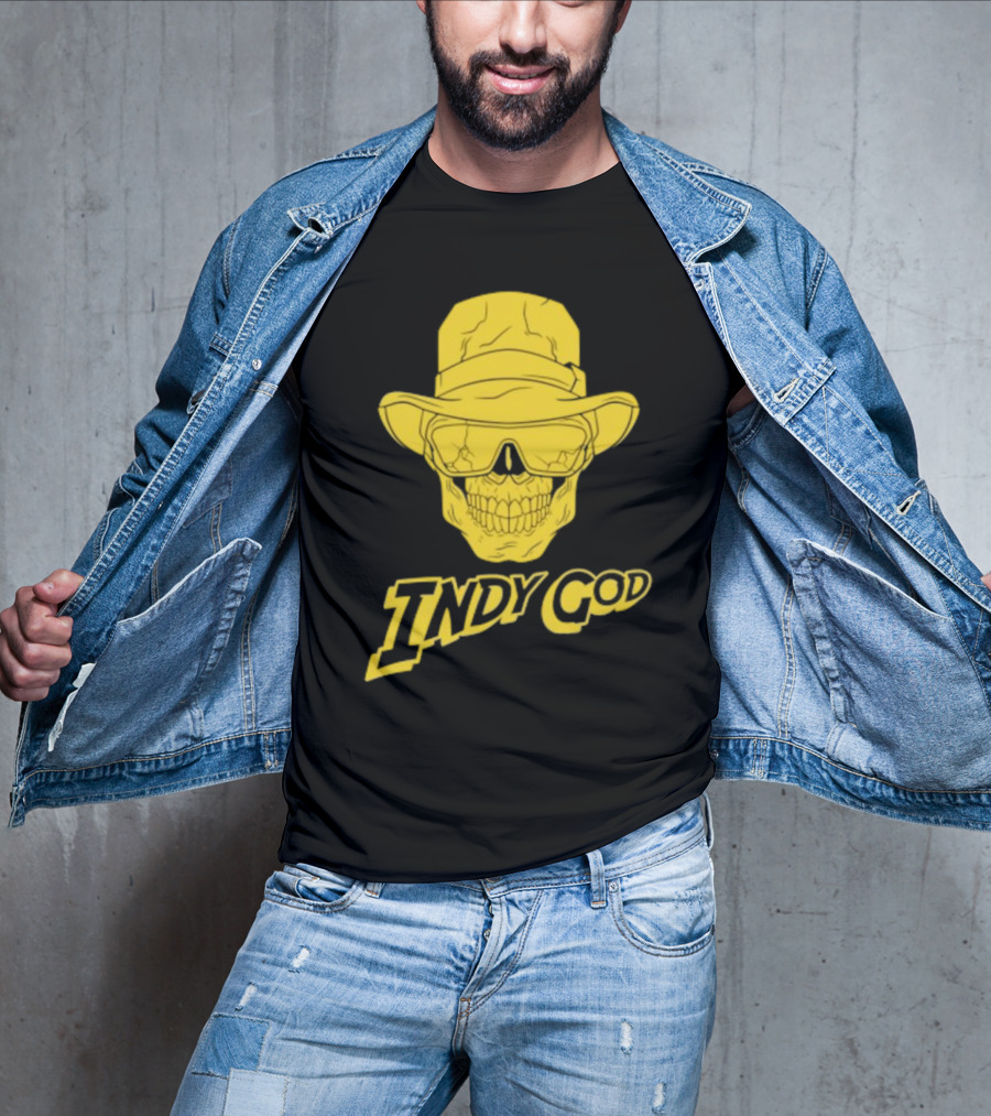 Matt Cardona Indy God Gold Skull With Hat And Sunglasses T-Shirt