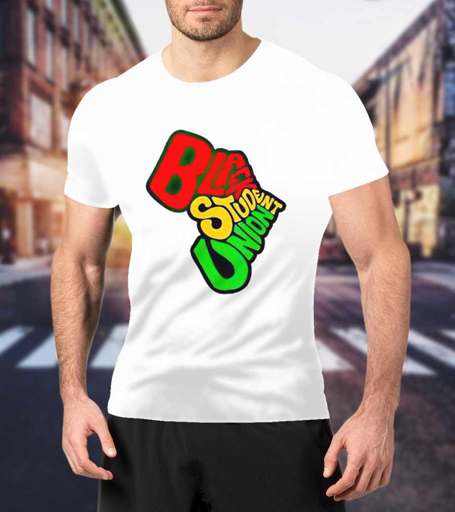 Black Student Union Red Yellow Green Text T-Shirt