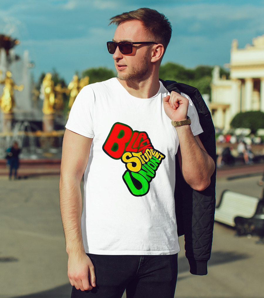 Black Student Union Red Yellow Green Text T-Shirt