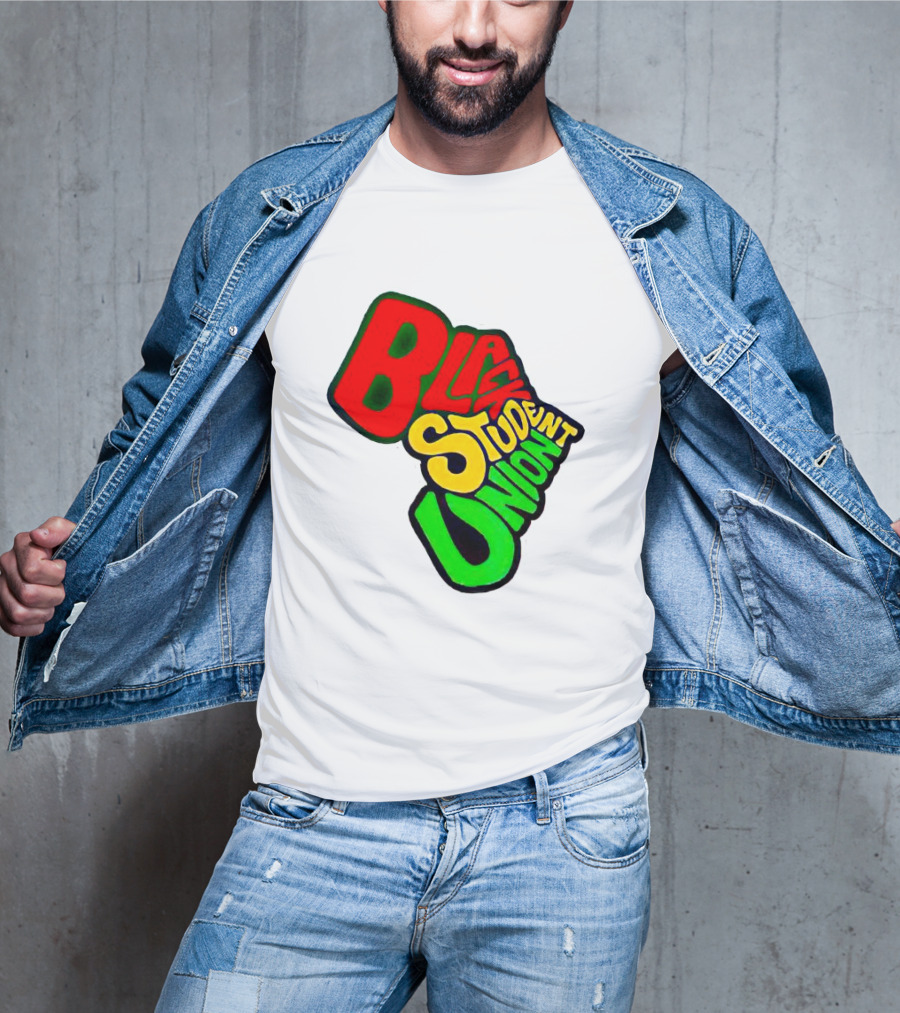 Black Student Union Red Yellow Green Text T-Shirt