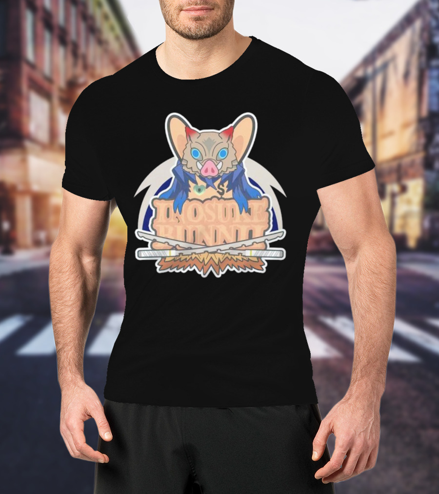 Bunnii Gang Inosuke Bunnii Masked Figure With Dual Swords T-Shirt