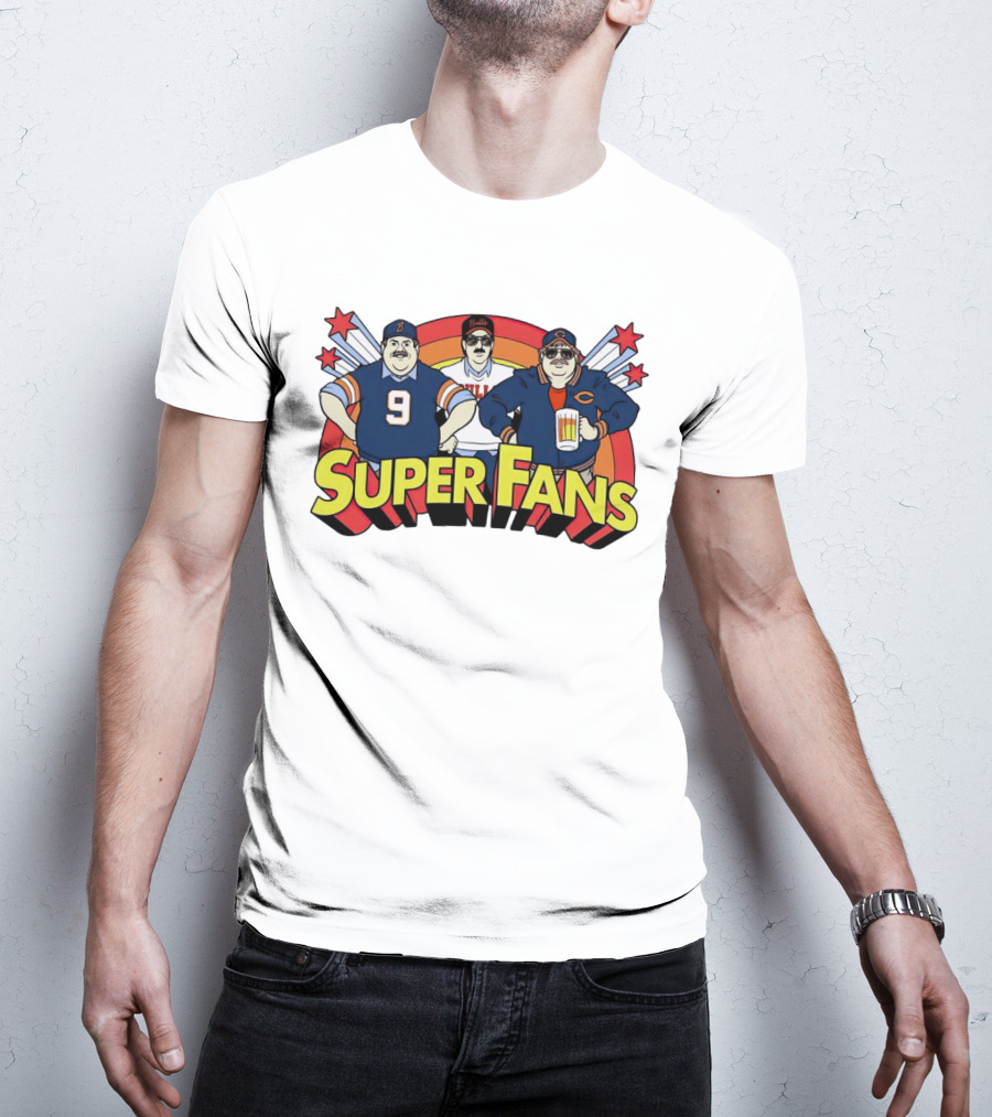 Chicago Bears Super Fans Three Illustrated Characters In Jerseys T-Shirt