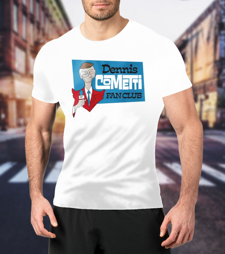 Dennis Cometti Fan Club Cartoon Broadcaster With Microphone T-Shirt