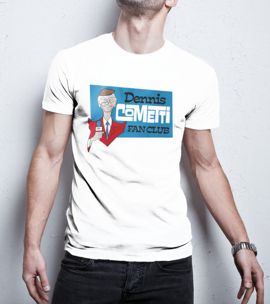 Dennis Cometti Fan Club Cartoon Broadcaster With Microphone T-Shirt