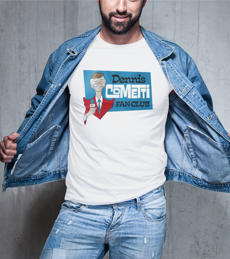 Dennis Cometti Fan Club Cartoon Broadcaster With Microphone T-Shirt