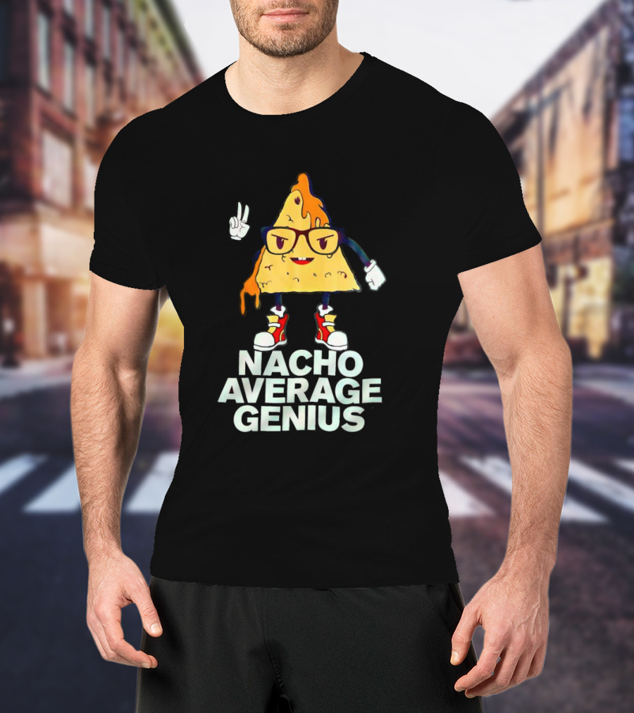 Nacho Average Genius Cartoon Character With Glasses And Sneakers T-Shirt