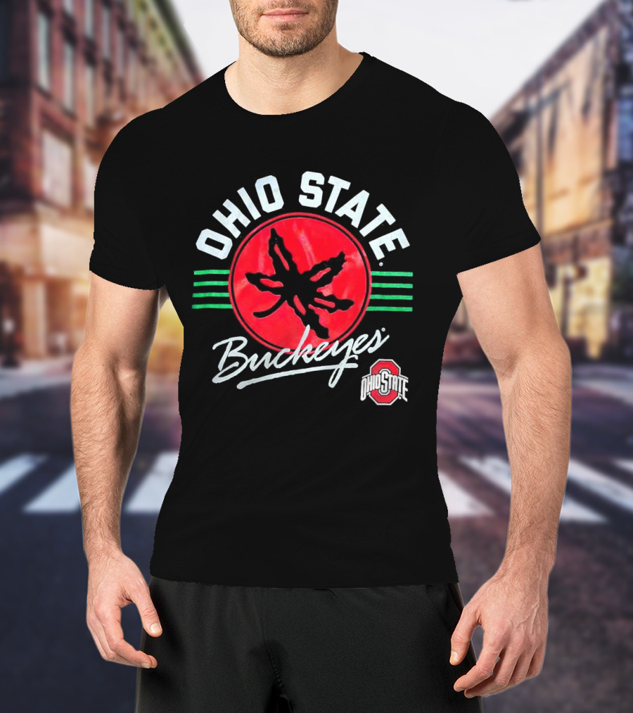 Ohio State Buckeyes Leaf Logo Red Circle Emblem Mark T-Shirt