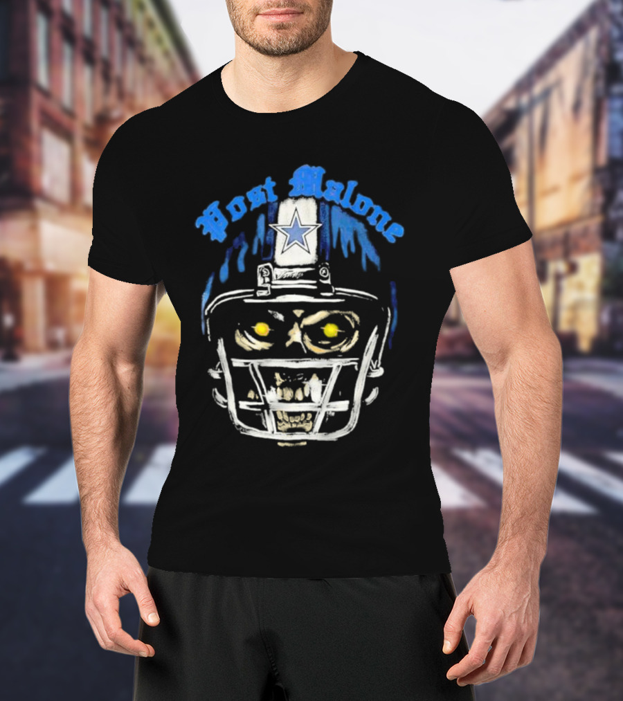 Post Malone Dallas Cowboys Skull Helmet T-Shirt