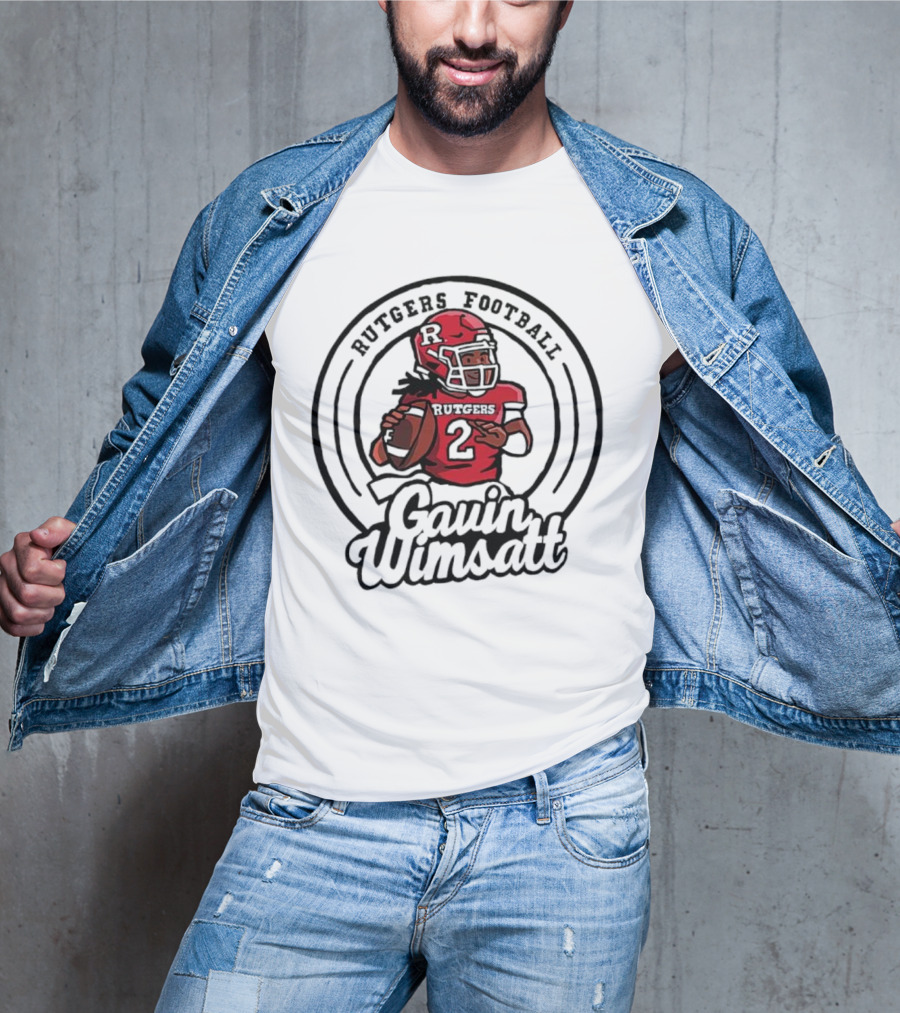 Rutgers Football Gavin Wimsatt Number 2 Player Cartoon T-Shirt