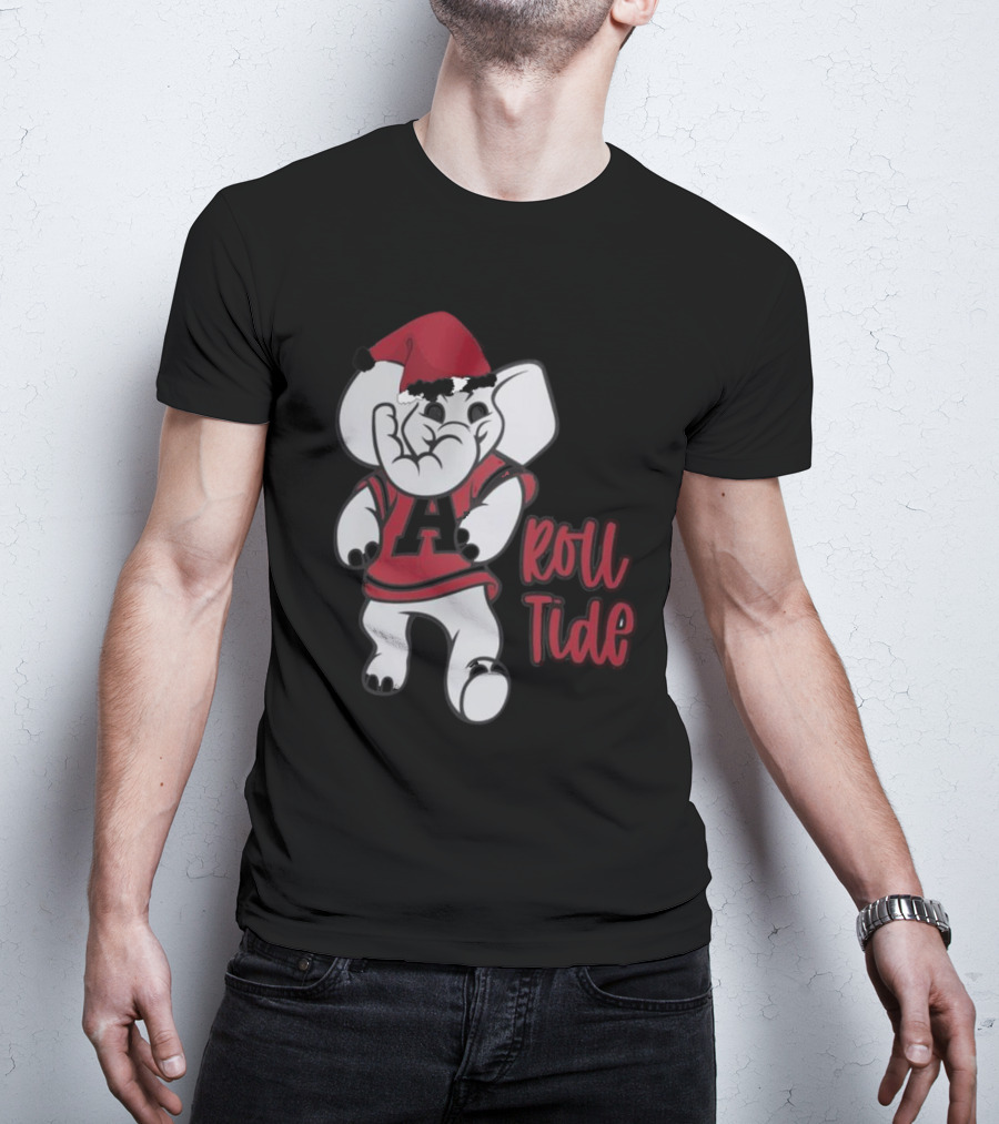 Alabama Crimson Tide Roll Tide Christmas Elephant Santa Hat T-Shirt