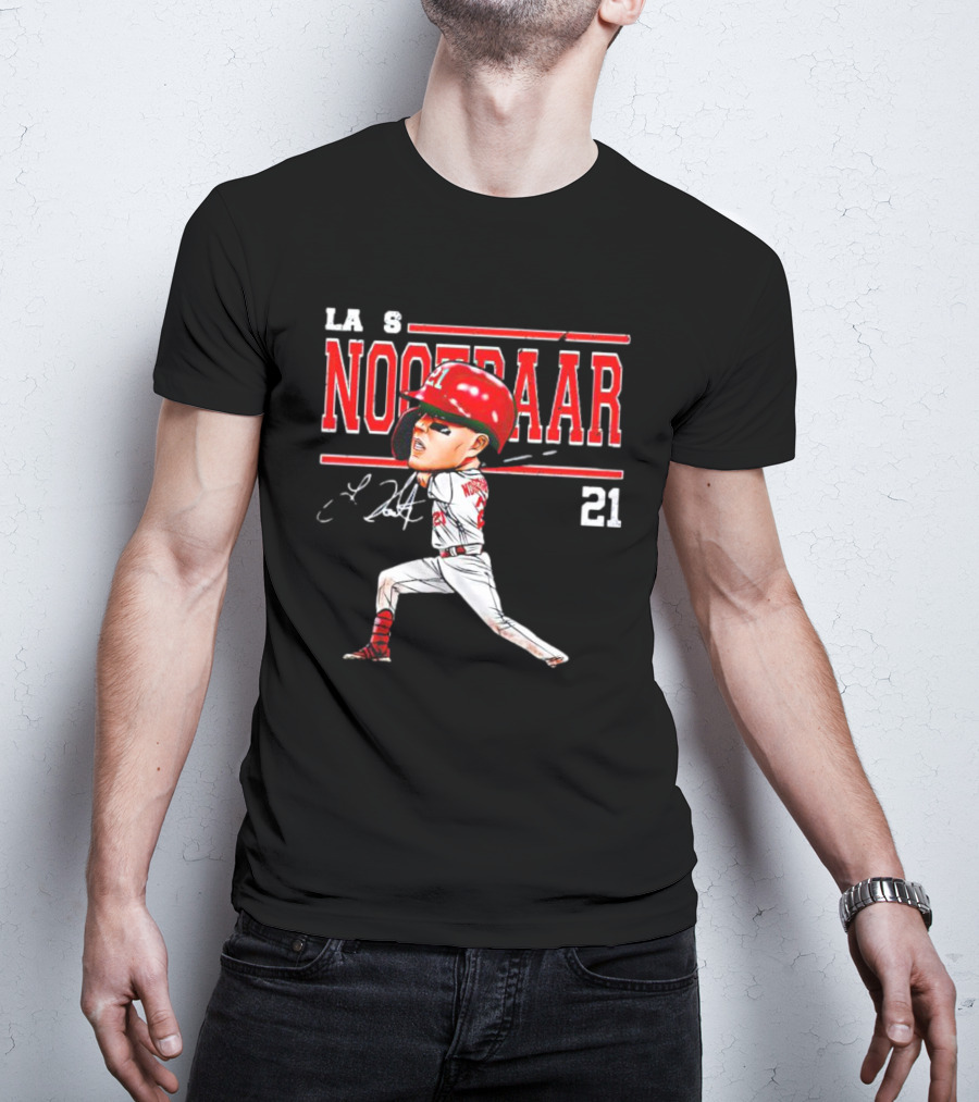 Lars Nootbaar St. Louis Baseball Cartoon Signature 21 T-Shirt