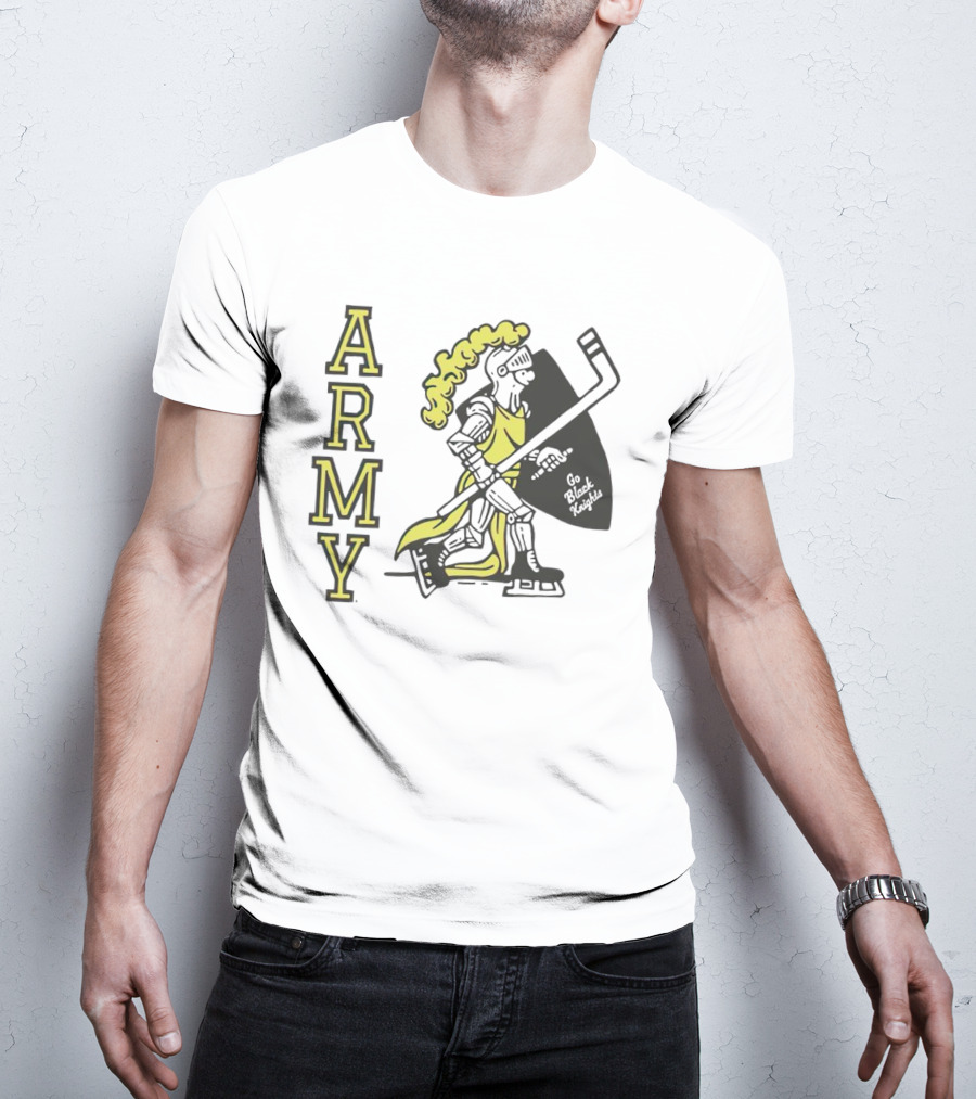 Army Hockey Go Black Knights Warrior Holding Hockey Stick T-Shirt