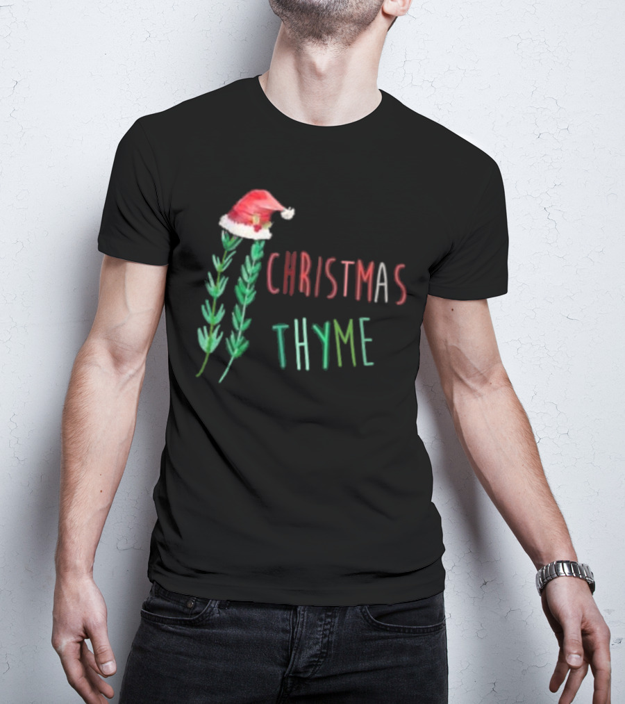 Christmas Thyme Santa Hat Herb Fun T-Shirt