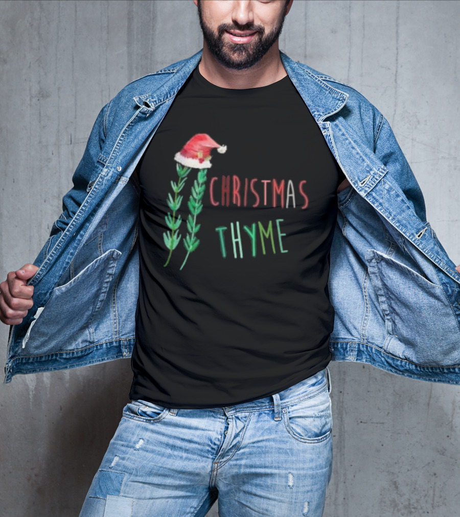 Christmas Thyme Santa Hat Herb Fun T-Shirt