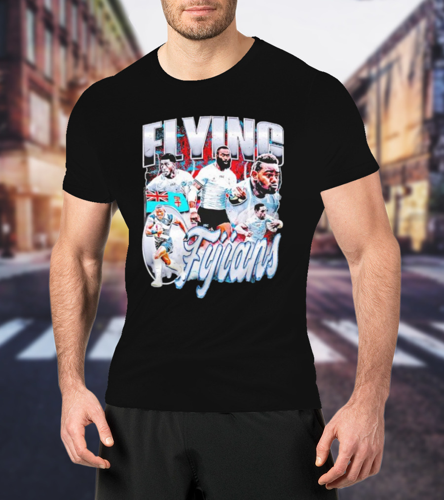 Flying Fijians Rugby Team Dynamic Tribute With Fiji Flag T-Shirt
