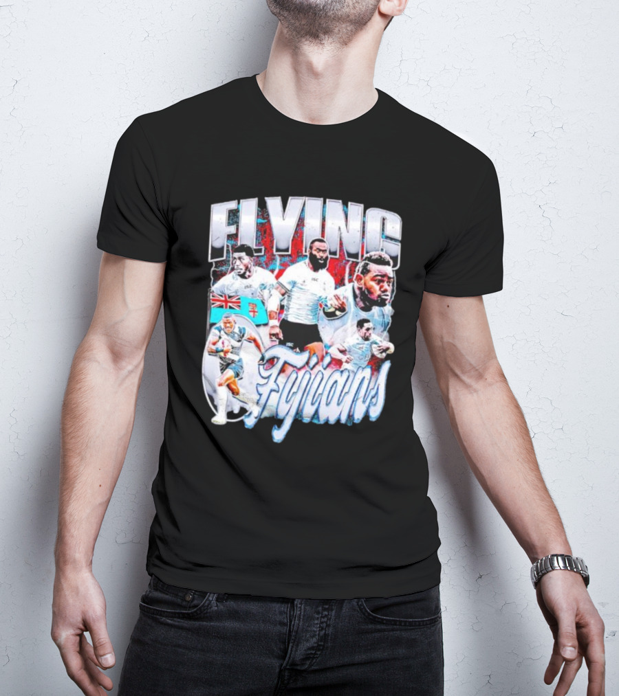 Flying Fijians Rugby Team Dynamic Tribute With Fiji Flag T-Shirt