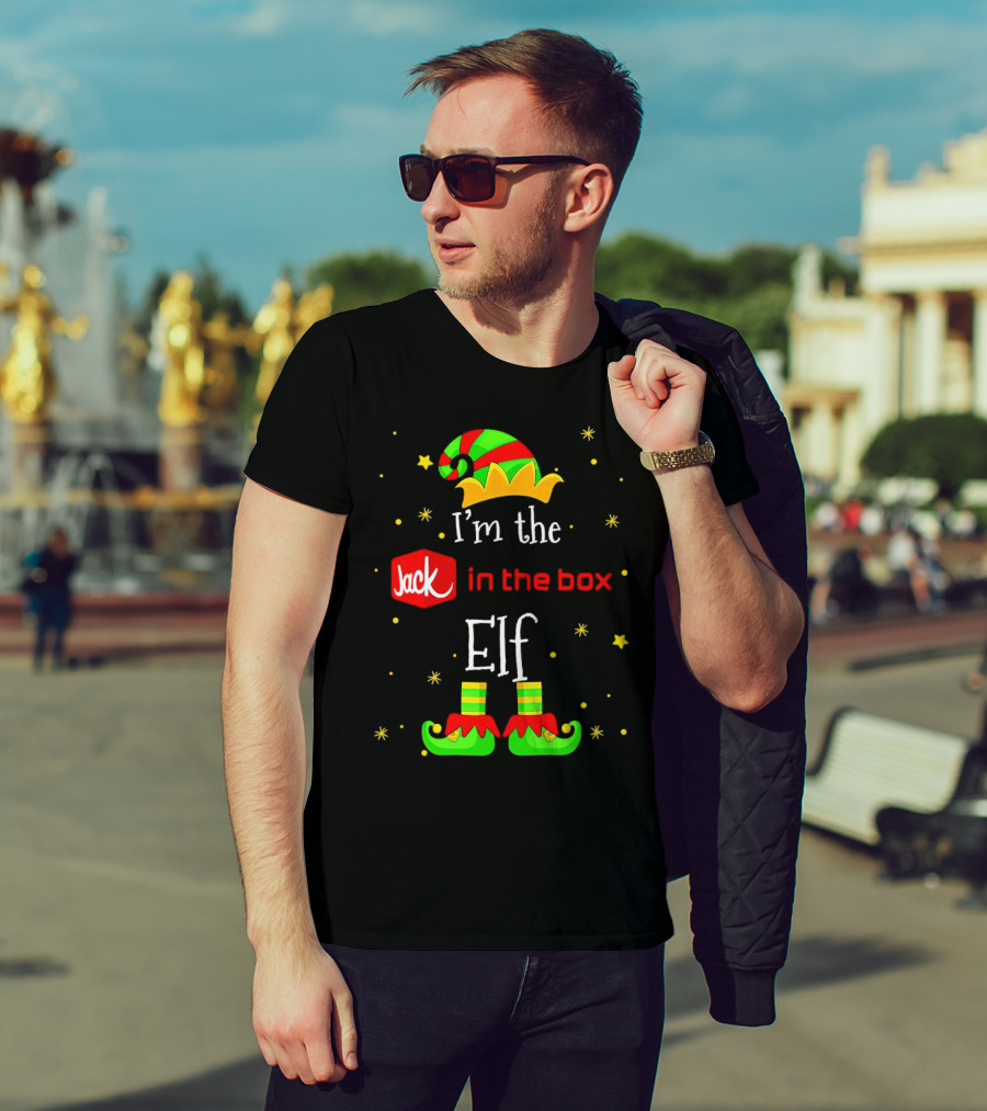 I’m The Jack In The Box Elf Christmas Green Red Hat Shoes Stars T-Shirt