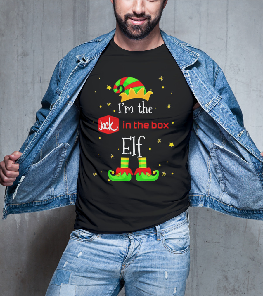 I’m The Jack In The Box Elf Christmas Green Red Hat Shoes Stars T-Shirt