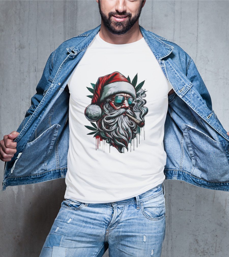 Santa Claus Smoking Weed Marijuana Christmas Holiday T-Shirt
