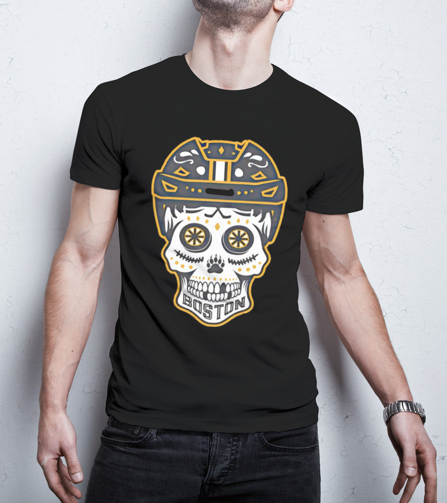 Boston Bruins Sugar Skull Helmet T-Shirt