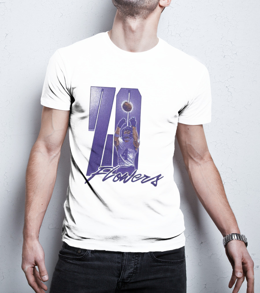 Zay Flowers Baltimore Football Catching Number 4 T-Shirt