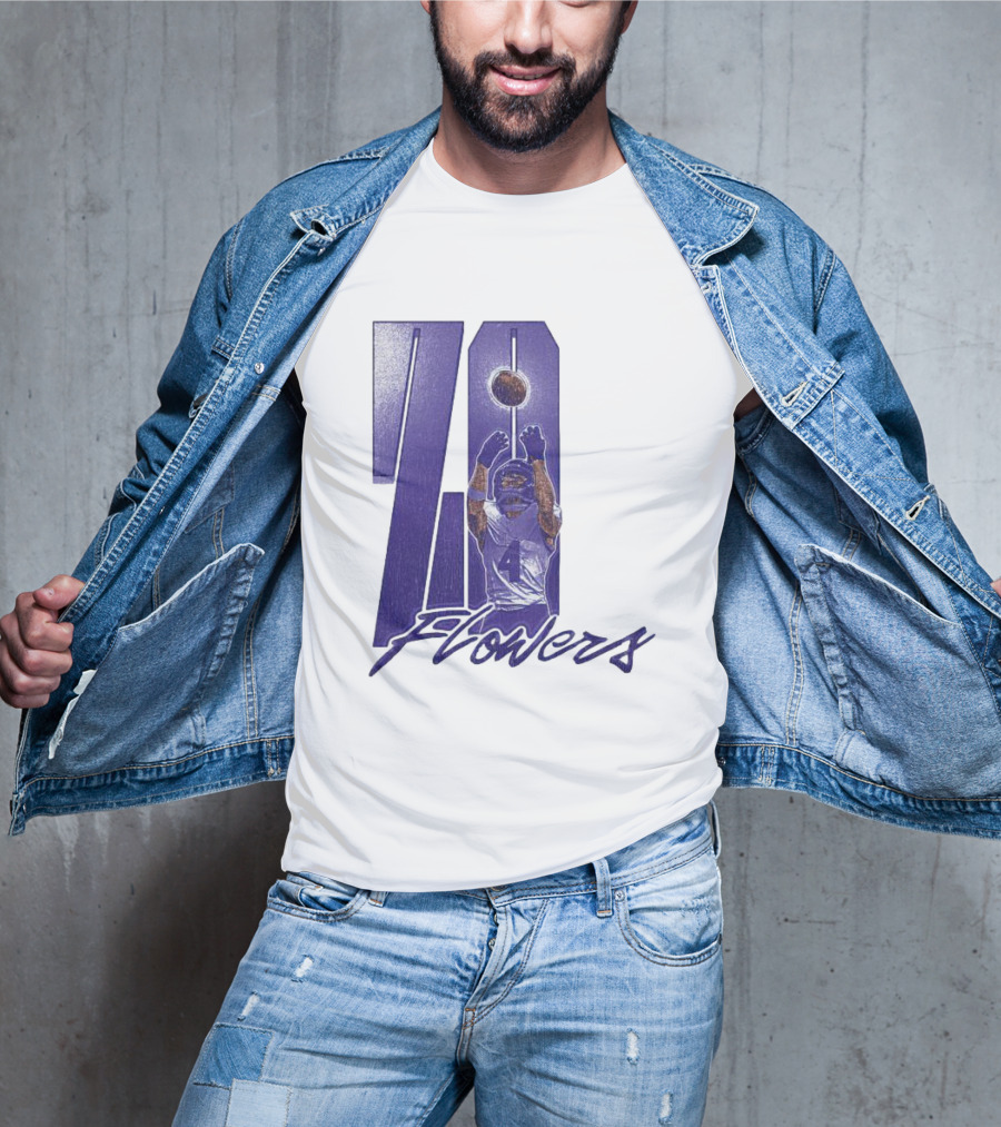 Zay Flowers Baltimore Football Catching Number 4 T-Shirt