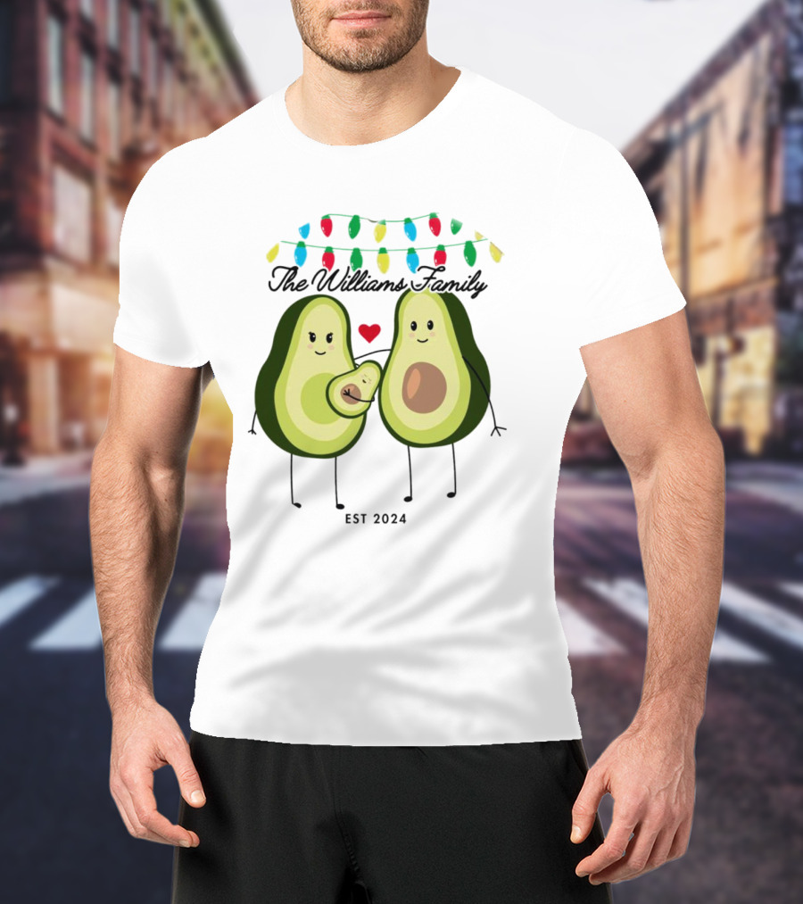 The Williams Family Baby On The Way Avocado Parents Christmas Lights Est T-Shirt