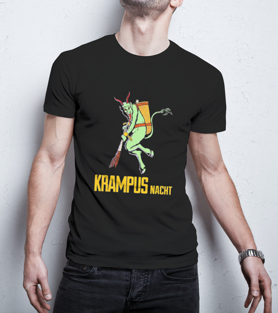 KRAMPUS NACHT Vintage Green Demon With Basket And Birch Bundle T-Shirt