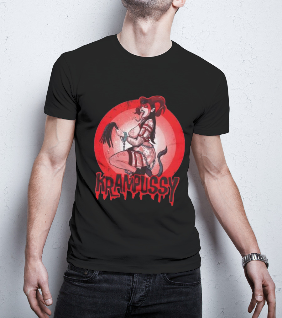 Krampussy Demon Woman With Whip And Chains T-Shirt