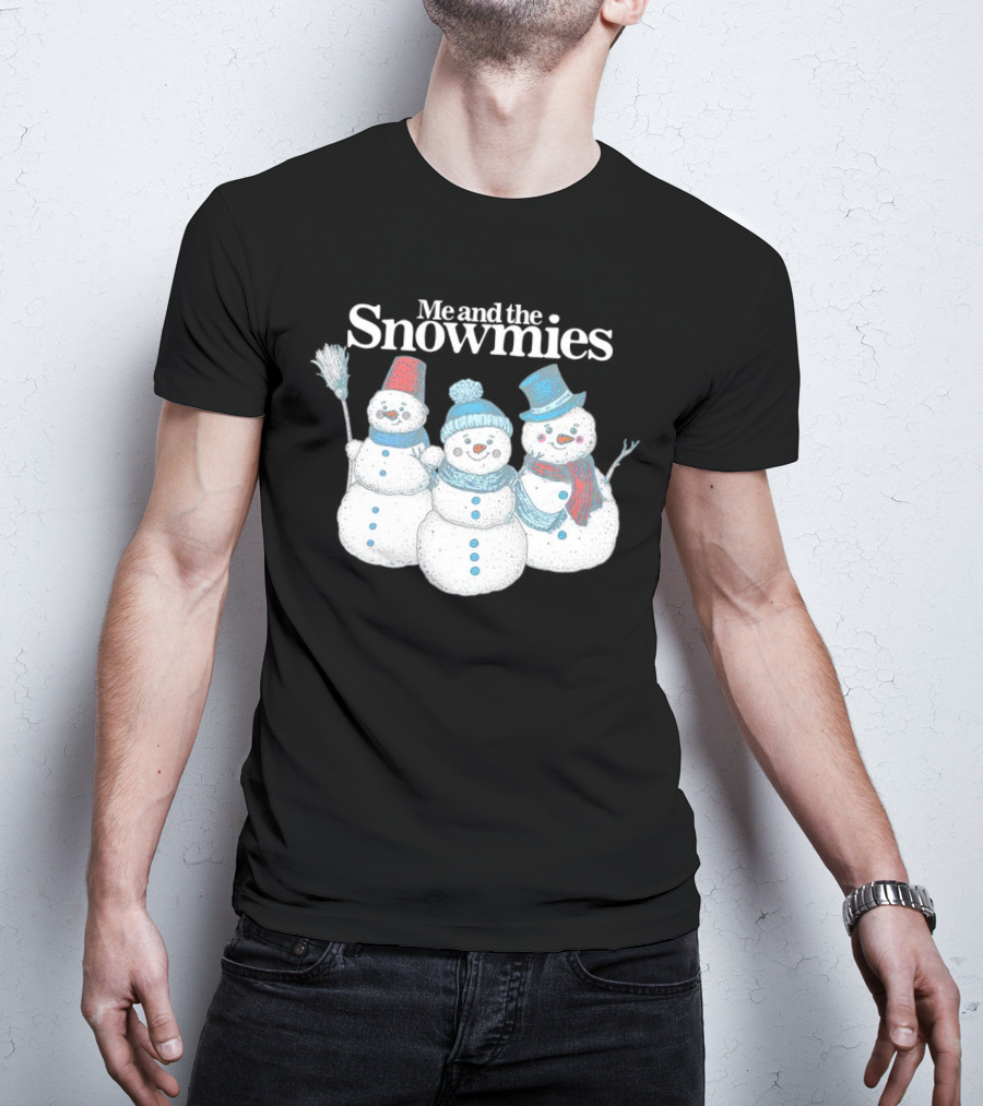 Me And The Snowmies Christmas Trio With Brooms And Hats T-Shirt