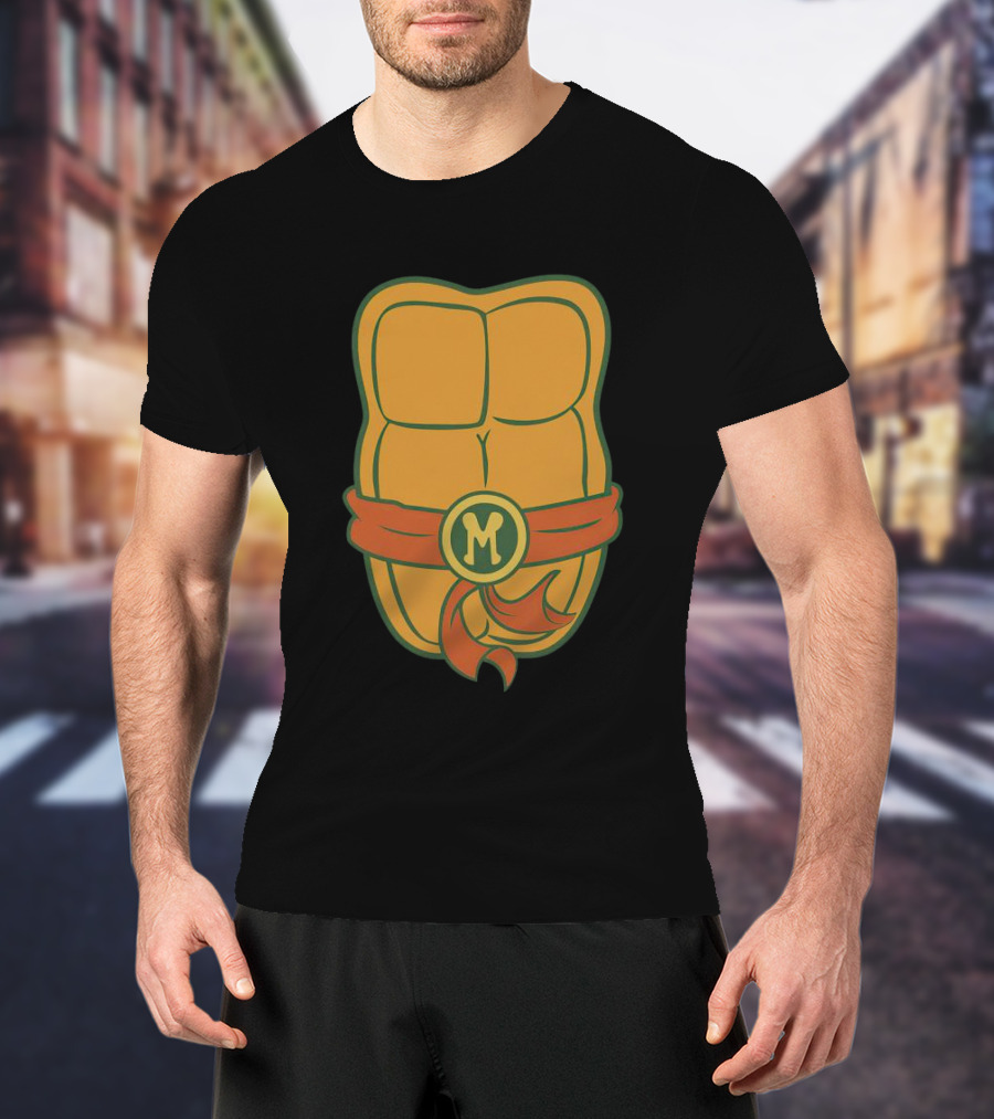 Michelangelo Turtle Shell Chest Ninja Belt M T-Shirt