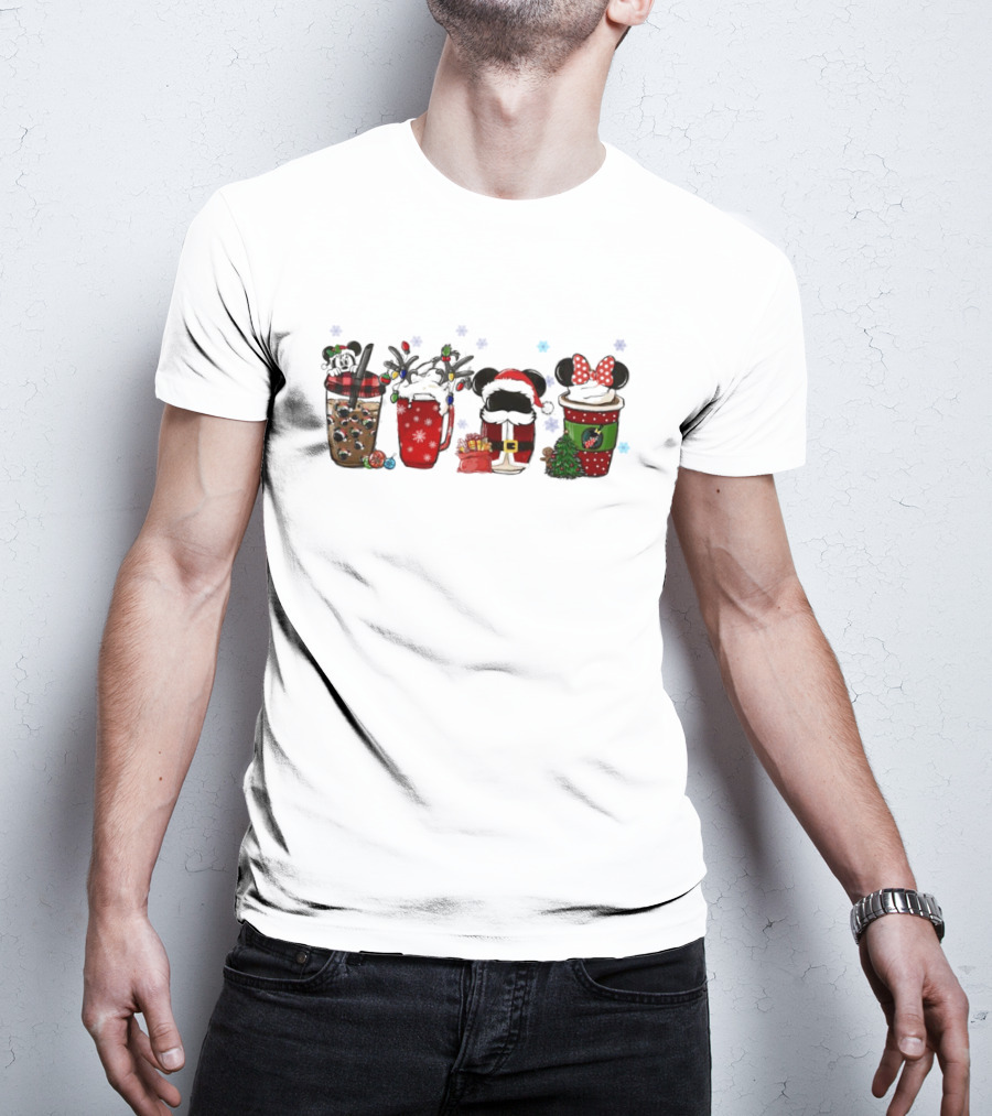 Mickey Mouse Christmas Drinks With Holiday Decorations T-Shirt