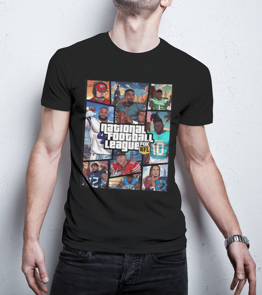 National Football League NFL Teams Players Fox Sports Grand Theft Auto T-Shirt