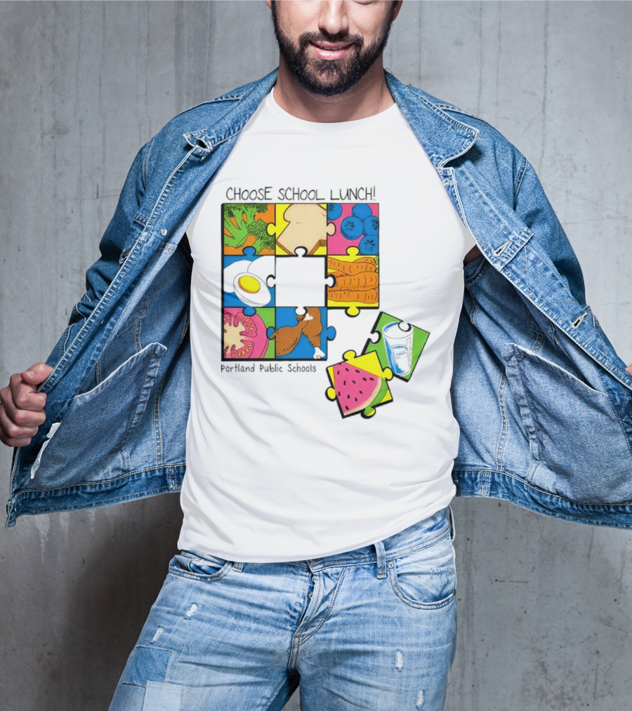 Choose School Lunch Puzzle Portland Public Schools Food Elements T-Shirt