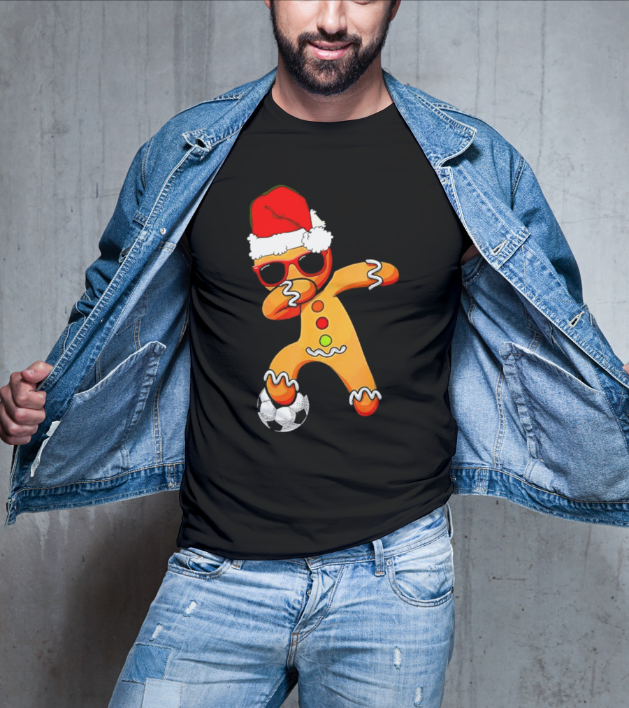 Christmas Dabbing Gingerbread Santa Hat Soccer Ball T-Shirt