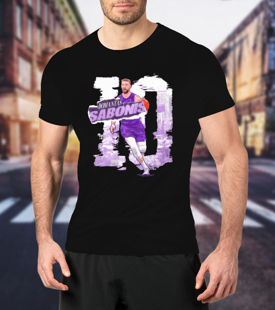 Domantas Sabonis Sacramento Basketball Purple T-Shirt