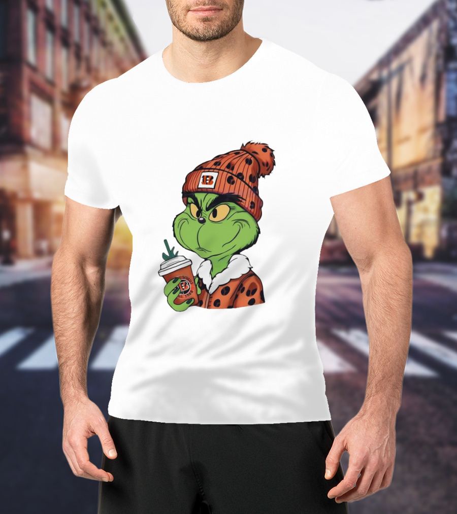 Grinch Boujee Cincinnati Bengals Football Fan Holiday T-Shirt