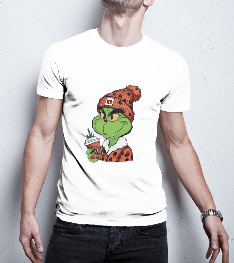 Grinch Boujee Cincinnati Bengals Football Fan Holiday T-Shirt